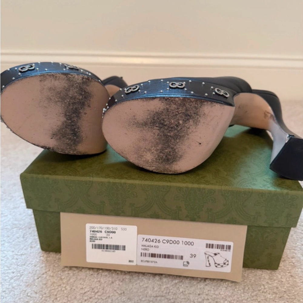 Gucci Black Platform Mules with Silver Accents - Picture 6 of 10